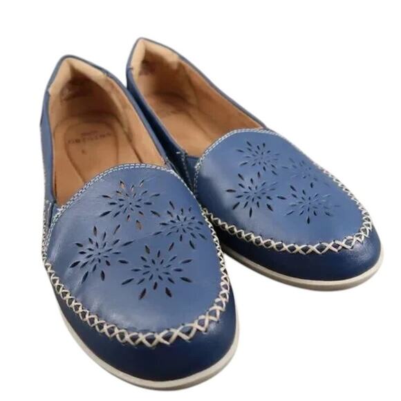 Earth Origins Shoes Women 9.5 Casual Flats Slip On Freya Blue Leather Career Low - Picture 12 of 15